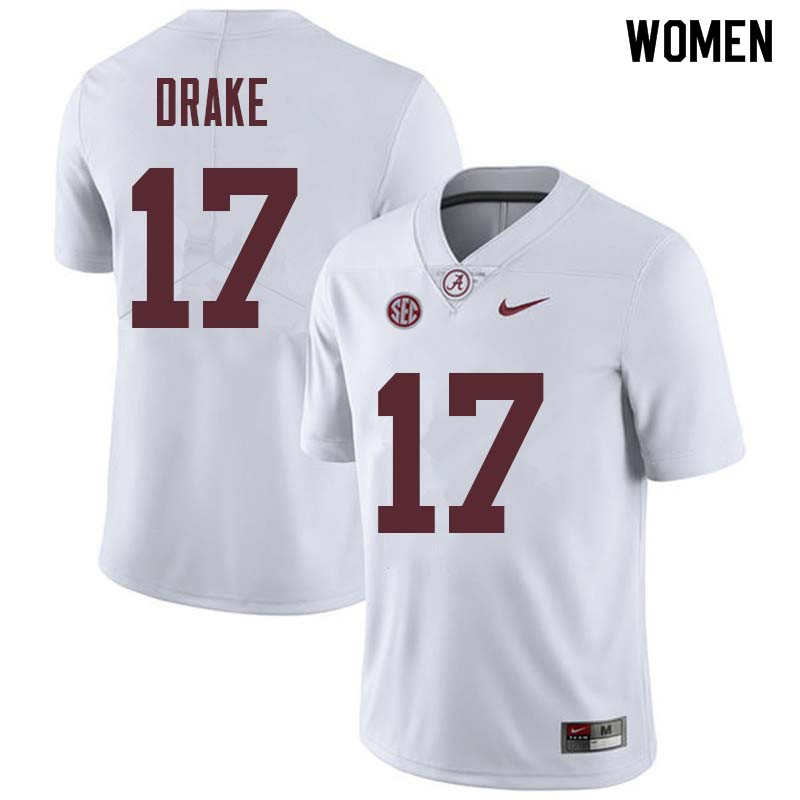 Women #17 Kenyan Drake Alabama Crimson Tide College Football Jerseys Sale-White